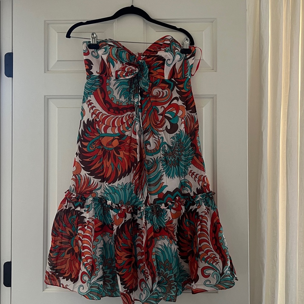 Vintage Milly paisley ikat 70s strapless dress